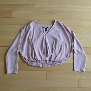 Express Cropped Blouse Top Shirt Pink Size Small